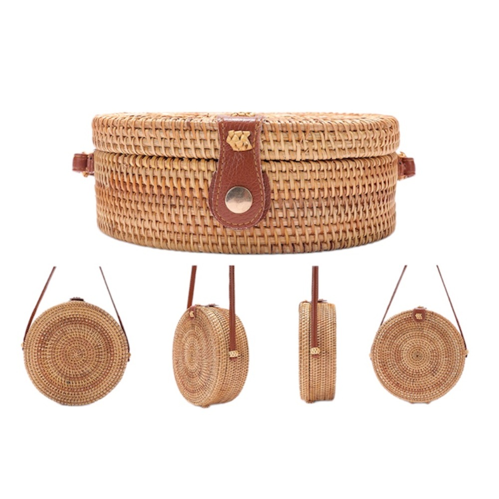 Handwoven Round Rattan Bag - Picture 4 of 10